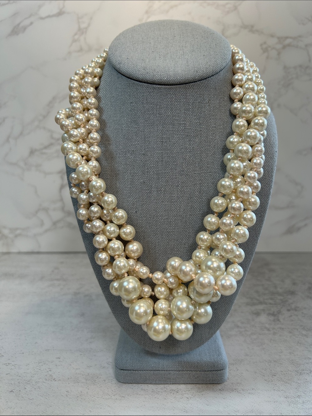 J. Crew Multi-Strand Glass Pearl Hammock Necklace in Ivory